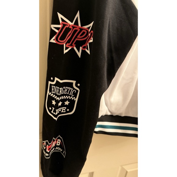 Woman's Varsity Jacket Color Block Jacket Baseball Bomber Y2K Street Wear Medium - Picture 5 of 5